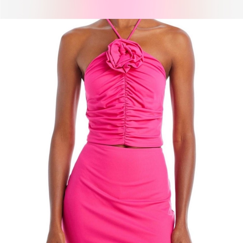 Endless Rose Pink Halter Top with Rosette, Size M